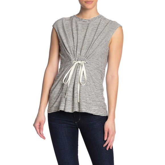 Max Studio Tie Front Striped Sleeveless Tank Top Small - Picture 1 of 6